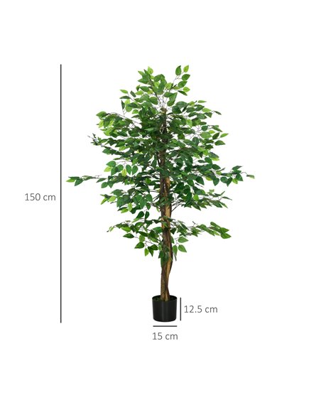 HOMCOM 150cm Artificial Tree, Indoor Outdoor Fake Ficus with Pot for Home Office Living Room Decor 830-799V00GN - pic 108064 | FastDaddyshop