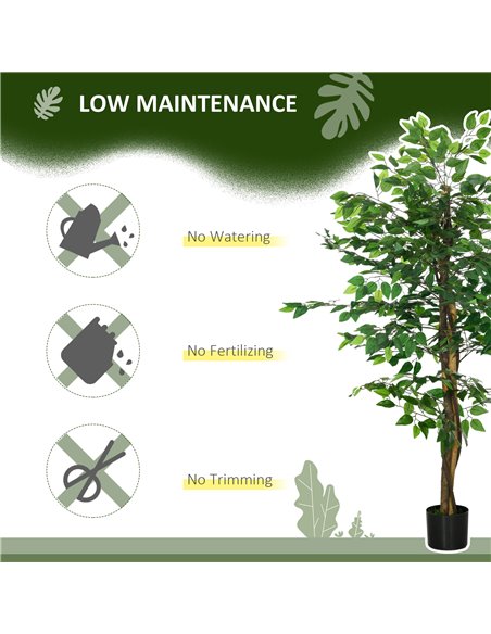 HOMCOM 150cm Artificial Tree, Indoor Outdoor Fake Ficus with Pot for Home Office Living Room Decor 830-799V00GN - pic 108066 | FastDaddyshop