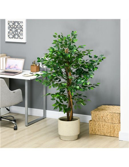 HOMCOM 150cm Artificial Tree, Indoor Outdoor Fake Ficus with Pot for Home Office Living Room Decor 830-799V00GN - pic 108068 | FastDaddyshop
