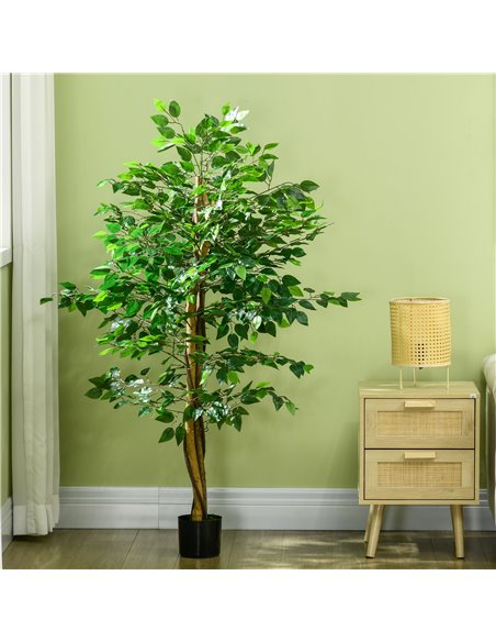 HOMCOM 150cm Artificial Tree, Indoor Outdoor Fake Ficus with Pot for Home Office Living Room Decor 830-799V00GN - pic 108069 | FastDaddyshop