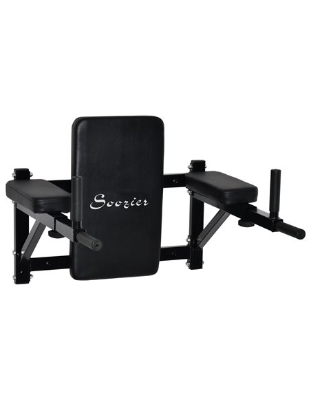 HOMCOM Wall Mounted Dip Station Knee Leg Raise Chin Up Pull Up Rack Home Gym Fitness Exercise Workout Bars New B1-0121 - pic 108071 | FastDaddyshop