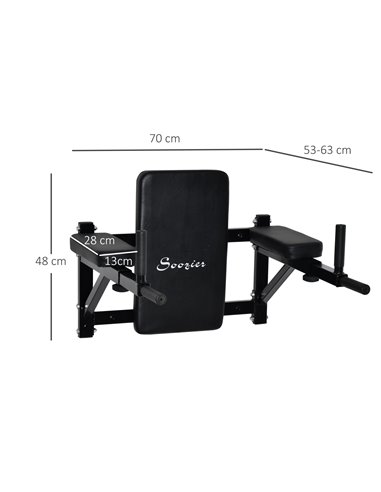 HOMCOM Wall Mounted Dip Station Knee Leg Raise Chin Up Pull Up Rack Home Gym Fitness Exercise Workout Bars New B1-0121