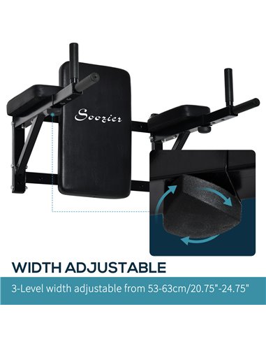HOMCOM Wall Mounted Dip Station Knee Leg Raise Chin Up Pull Up Rack Home Gym Fitness Exercise Workout Bars New B1-0121