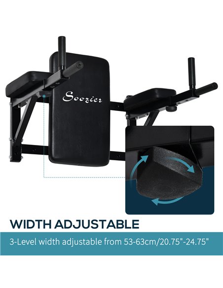 HOMCOM Wall Mounted Dip Station Knee Leg Raise Chin Up Pull Up Rack Home Gym Fitness Exercise Workout Bars New B1-0121 - pic 108075 | FastDaddyshop