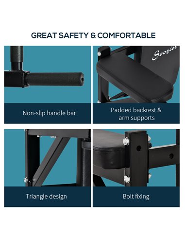 HOMCOM Wall Mounted Dip Station Knee Leg Raise Chin Up Pull Up Rack Home Gym Fitness Exercise Workout Bars New B1-0121