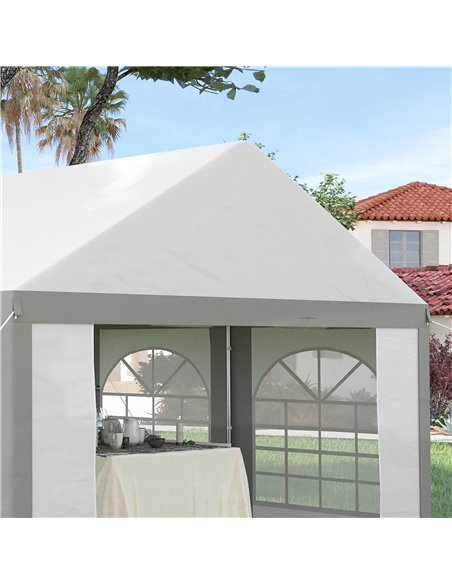 Outsunny 4 x 4m Galvanised Party Tent, Marquee Gazebo with Sides, Four Windows and Double Doors, for Parties, Wedding and Events - pic 10808 | FastDaddyshop