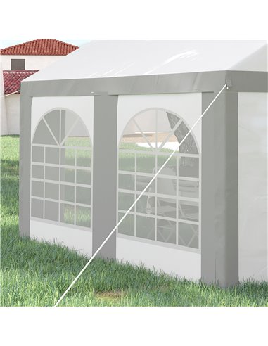 Outsunny 4 x 4m Galvanised Party Tent, Marquee Gazebo with Sides, Four Windows and Double Doors, for Parties, Wedding and Events