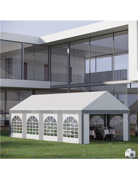 Outsunny 8 x 4m Galvanised Party Tent, Marquee Gazebo with Sides, Eight Windows and Double Doors, for Parties, Wedding and Event - pic 10810 | FastDaddyshop