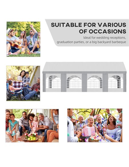 Outsunny 8 x 4m Galvanised Party Tent, Marquee Gazebo with Sides, Eight Windows and Double Doors, for Parties, Wedding and Event - pic 10812 | FastDaddyshop