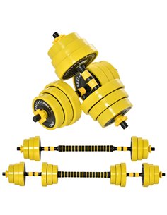 HOMCOM 20KG Dumbbell & Barbell  Adjustable Set Plate Bar Clamp Rod Home Gym Sports Area Exercise Ergonomic A91-088