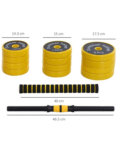 HOMCOM 20KG Dumbbell & Barbell  Adjustable Set Plate Bar Clamp Rod Home Gym Sports Area Exercise Ergonomic A91-088