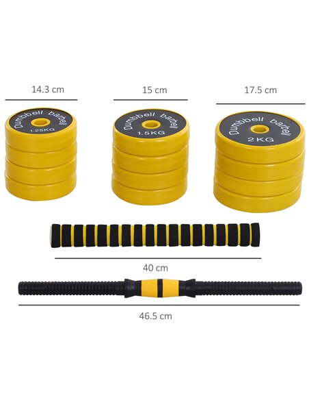 HOMCOM 20KG Dumbbell & Barbell  Adjustable Set Plate Bar Clamp Rod Home Gym Sports Area Exercise Ergonomic A91-088 - pic 108127 | FastDaddyshop