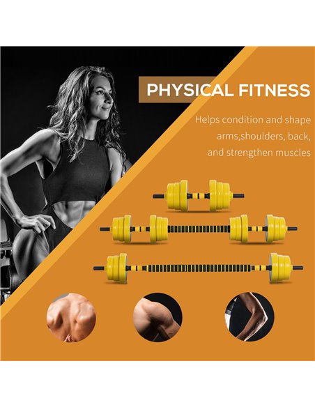 HOMCOM 20KG Dumbbell & Barbell  Adjustable Set Plate Bar Clamp Rod Home Gym Sports Area Exercise Ergonomic A91-088 - pic 108128 | FastDaddyshop