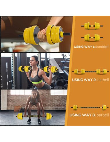 HOMCOM 20KG Dumbbell & Barbell  Adjustable Set Plate Bar Clamp Rod Home Gym Sports Area Exercise Ergonomic A91-088