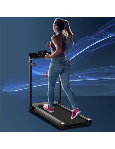 HOMCOM Folding Treadmill, 1.85HP Installation-Free Walking Jogging Running Machine, 12KM/H with 12 Pre-Programs and LED Display 