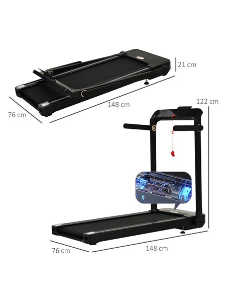 HOMCOM Folding Treadmill, 1.85HP Installation-Free Walking Jogging Running Machine, 12KM/H with 12 Pre-Programs and LED Display  - pic 108136 | FastDaddyshop