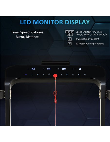 HOMCOM Folding Treadmill, 1.85HP Installation-Free Walking Jogging Running Machine, 12KM/H with 12 Pre-Programs and LED Display  - pic 108137 | FastDaddyshop