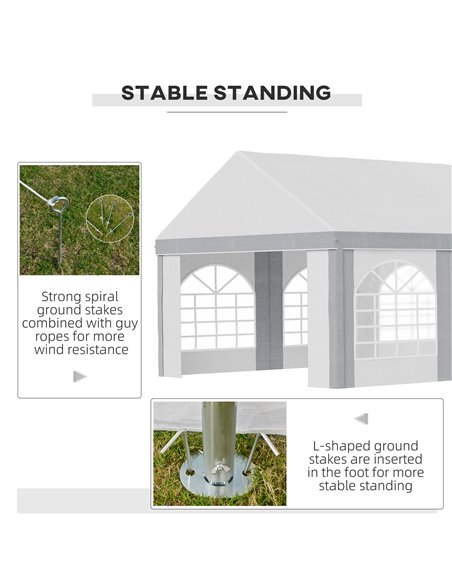 Outsunny 8 x 4m Galvanised Party Tent, Marquee Gazebo with Sides, Eight Windows and Double Doors, for Parties, Wedding and Event - pic 10814 | FastDaddyshop