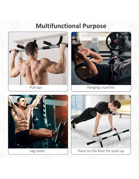HOMCOM Pull-Up Bar for Doorway, Home Fitness Door Horizontal Bar Push up Bar for Indoor Gym Upper Body Workout, Grey A91-103 - pic 108146 | FastDaddyshop