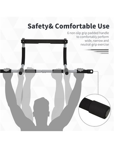 HOMCOM Pull-Up Bar for Doorway, Home Fitness Door Horizontal Bar Push up Bar for Indoor Gym Upper Body Workout, Grey A91-103