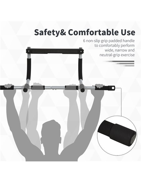 HOMCOM Pull-Up Bar for Doorway, Home Fitness Door Horizontal Bar Push up Bar for Indoor Gym Upper Body Workout, Grey A91-103 - pic 108148 | FastDaddyshop