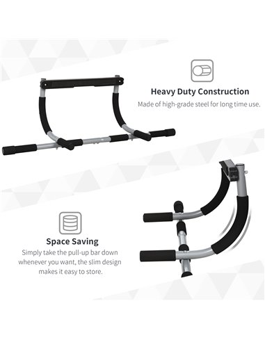 HOMCOM Pull-Up Bar for Doorway, Home Fitness Door Horizontal Bar Push up Bar for Indoor Gym Upper Body Workout, Grey A91-103