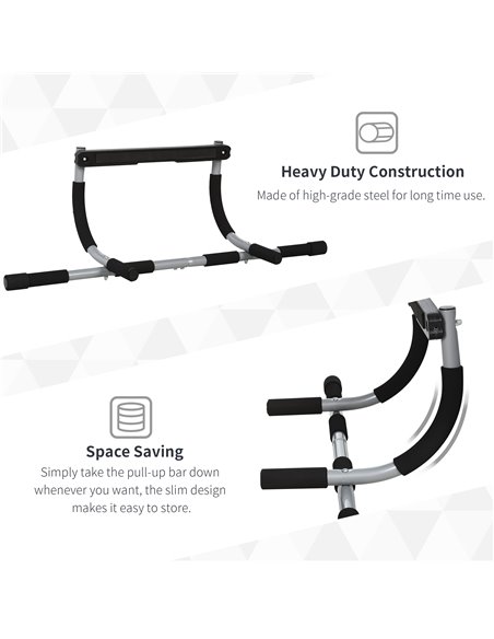 HOMCOM Pull-Up Bar for Doorway, Home Fitness Door Horizontal Bar Push up Bar for Indoor Gym Upper Body Workout, Grey A91-103 - pic 108149 | FastDaddyshop