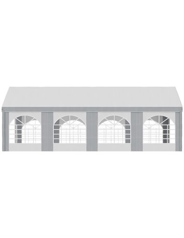 Outsunny 8 x 4m Galvanised Party Tent, Marquee Gazebo with Sides, Eight Windows and Double Doors, for Parties, Wedding and Event