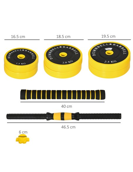 HOMCOM 25KG Dumbbell & Barbell  Adjustable Set Plate Bar Clamp Rod Home Gym Sports Area Exercise Ergonomic A91-088V01 - pic 108163 | FastDaddyshop