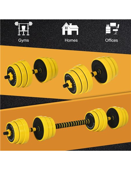 HOMCOM 25KG Dumbbell & Barbell  Adjustable Set Plate Bar Clamp Rod Home Gym Sports Area Exercise Ergonomic A91-088V01 - pic 108166 | FastDaddyshop