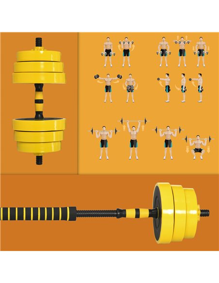 HOMCOM 25KG Dumbbell & Barbell  Adjustable Set Plate Bar Clamp Rod Home Gym Sports Area Exercise Ergonomic A91-088V01 - pic 108167 | FastDaddyshop
