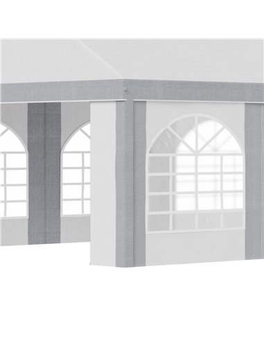 Outsunny 8 x 4m Galvanised Party Tent, Marquee Gazebo with Sides, Eight Windows and Double Doors, for Parties, Wedding and Event