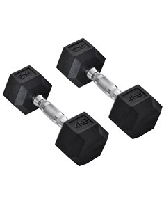 HOMCOM 2x4kg Rubber Dumbbell Sports Hex Weights Sets Home Gym Fitness Hexagonal Dumbbells Kit Weight Lifting Exercise A91-015V01