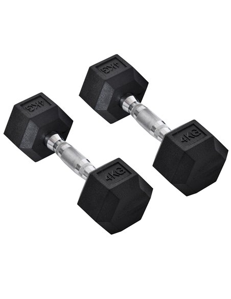 HOMCOM 2x4kg Rubber Dumbbell Sports Hex Weights Sets Home Gym Fitness Hexagonal Dumbbells Kit Weight Lifting Exercise A91-015V01 - pic 108179 | FastDaddyshop