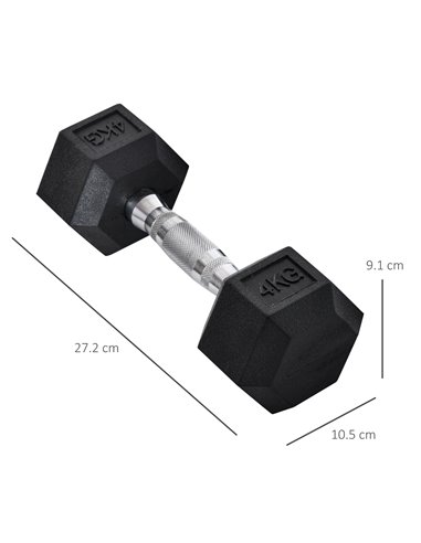 HOMCOM 2x4kg Rubber Dumbbell Sports Hex Weights Sets Home Gym Fitness Hexagonal Dumbbells Kit Weight Lifting Exercise A91-015V01