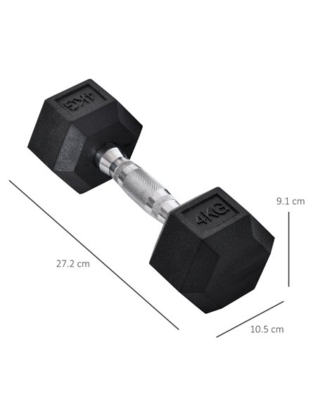 HOMCOM 2x4kg Rubber Dumbbell Sports Hex Weights Sets Home Gym Fitness Hexagonal Dumbbells Kit Weight Lifting Exercise A91-015V01 - pic 108181 | FastDaddyshop