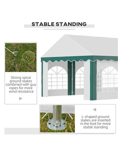 Outsunny 6 x 4m Garden Gazebo with Sides, Galvanised Marquee Party Tent with Six Windows and Double Doors, for Parties, Wedding 