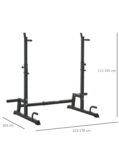 HOMCOM Multifunction Barbell Squat Rack Stand Heavy-Duty Strength Training Dumbbell Rack Adjustable Height Weight Lifting Bench 