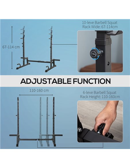 HOMCOM Multifunction Barbell Squat Rack Stand Heavy-Duty Strength Training Dumbbell Rack Adjustable Height Weight Lifting Bench  - pic 108236 | FastDaddyshop