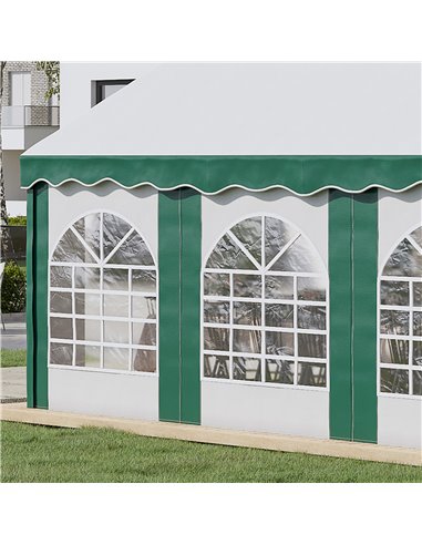Outsunny 6 x 4m Garden Gazebo with Sides, Galvanised Marquee Party Tent with Six Windows and Double Doors, for Parties, Wedding 