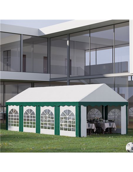 Outsunny 8 x 4m Garden Gazebo with Sides, Galvanised Marquee Party Tent with Eight Windows and Double Doors, for Parties, Weddin - pic 10826 | FastDaddyshop