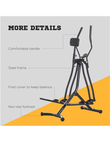 HOMCOM Air Walker Glider, Cross Trainer Fitness Machine, with LCD, for Home Gym, Black A90-137BK