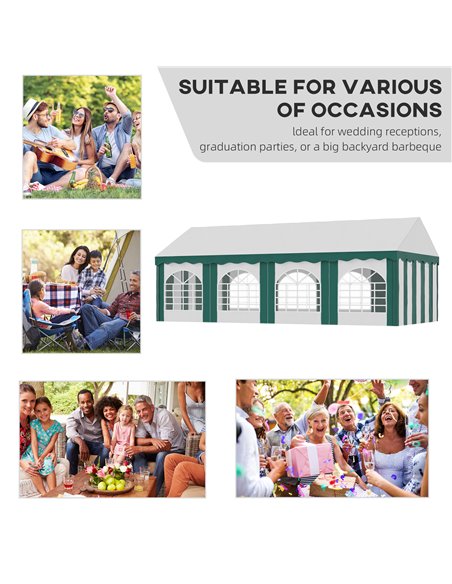 Outsunny 8 x 4m Garden Gazebo with Sides, Galvanised Marquee Party Tent with Eight Windows and Double Doors, for Parties, Weddin - pic 10828 | FastDaddyshop