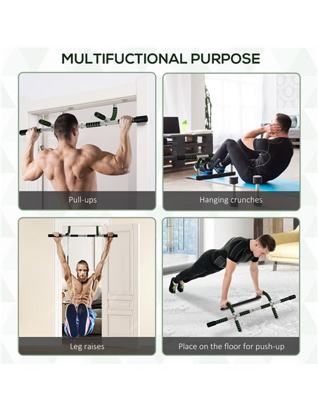 HOMCOM Pull-Up Bar for Doorway, Home Fitness Door Horizontal Bar Push up Bar for Indoor Gym Upper Body Workout, Green A91-103V02 - pic 108281 | FastDaddyshop