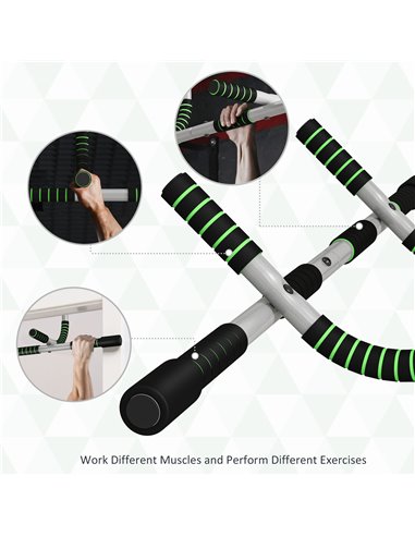 HOMCOM Pull-Up Bar for Doorway, Home Fitness Door Horizontal Bar Push up Bar for Indoor Gym Upper Body Workout, Green A91-103V02