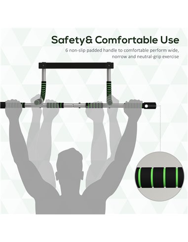HOMCOM Pull-Up Bar for Doorway, Home Fitness Door Horizontal Bar Push up Bar for Indoor Gym Upper Body Workout, Green A91-103V02