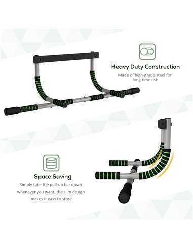 HOMCOM Pull-Up Bar for Doorway, Home Fitness Door Horizontal Bar Push up Bar for Indoor Gym Upper Body Workout, Green A91-103V02