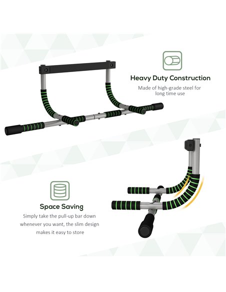 HOMCOM Pull-Up Bar for Doorway, Home Fitness Door Horizontal Bar Push up Bar for Indoor Gym Upper Body Workout, Green A91-103V02 - pic 108284 | FastDaddyshop