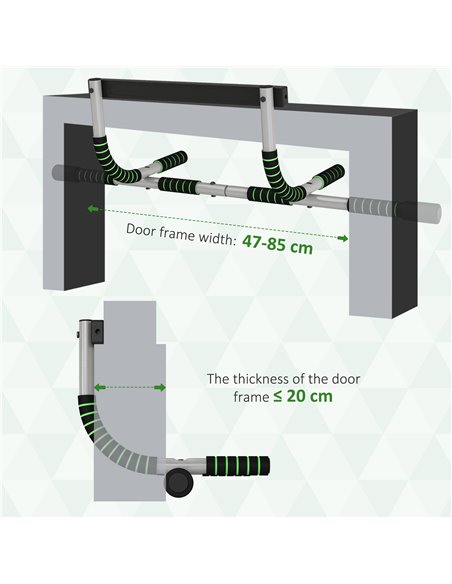 HOMCOM Pull-Up Bar for Doorway, Home Fitness Door Horizontal Bar Push up Bar for Indoor Gym Upper Body Workout, Green A91-103V02 - pic 108285 | FastDaddyshop