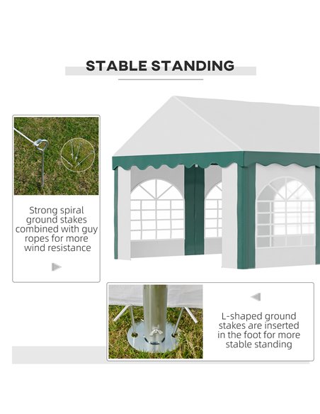 Outsunny 8 x 4m Garden Gazebo with Sides, Galvanised Marquee Party Tent with Eight Windows and Double Doors, for Parties, Weddin - pic 10830 | FastDaddyshop